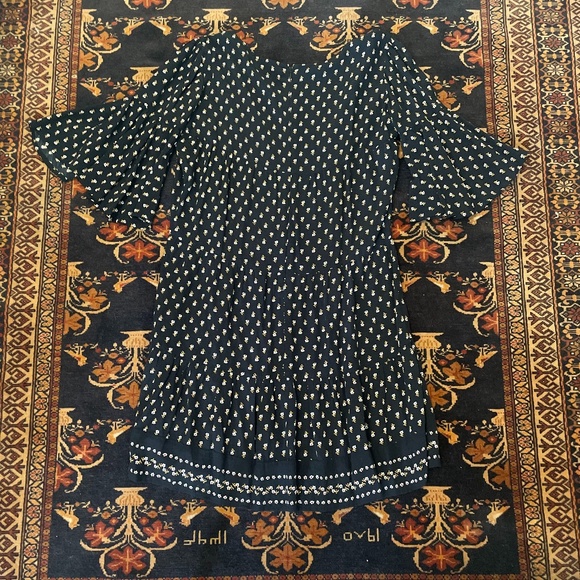 Faithfull The Brand X Anthropologie |  Fresa Dress - Black Pattern | Size Large - Picture 4 of 5